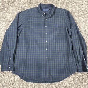 Ralph Lauren Shirt Mens 2XL Blue Green Plaid Button Down Classic Oxford Cotton